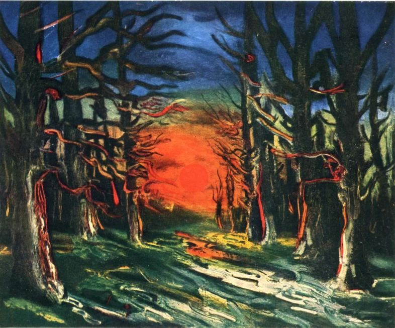 Maurice de Vlaminck Puesta del sol en el bosque de Senonches